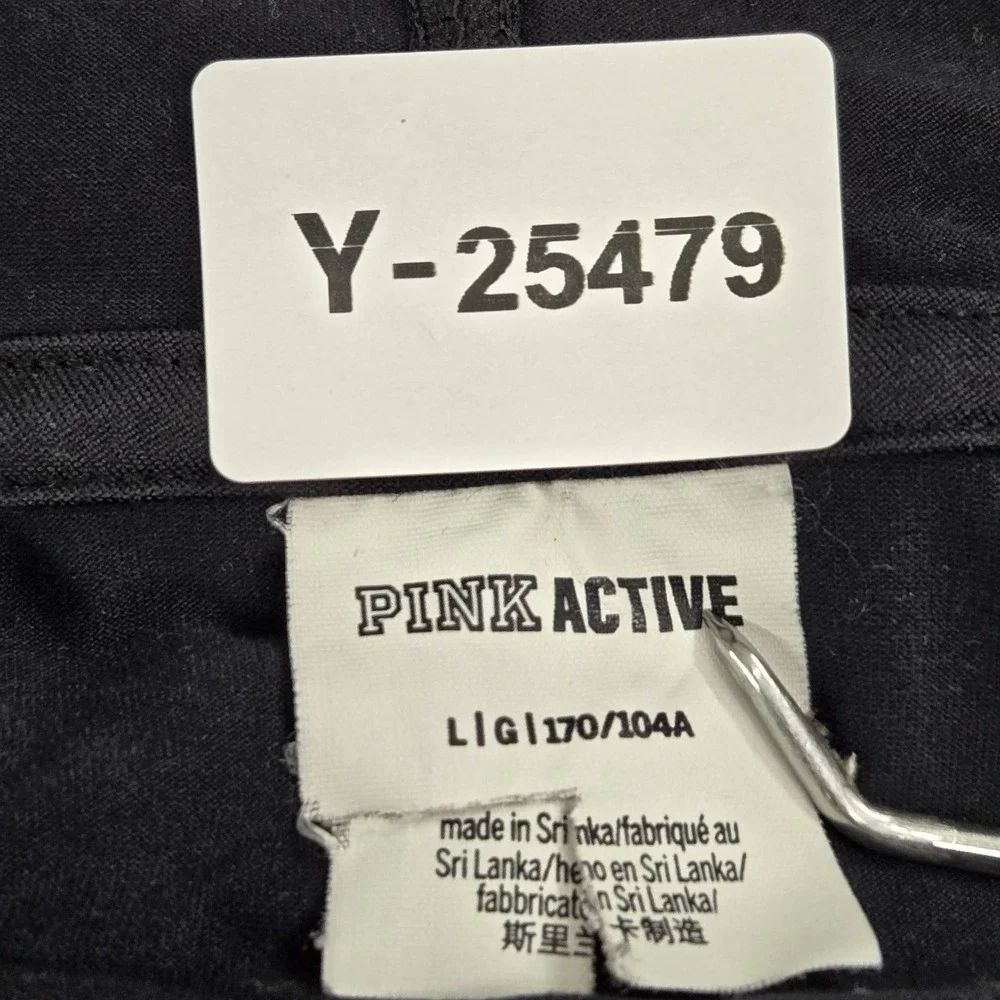 Victoria's Secret PINK Women‎ Hoodie L Black Logo Activewear Long Sleeve